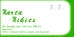 marta mikics business card